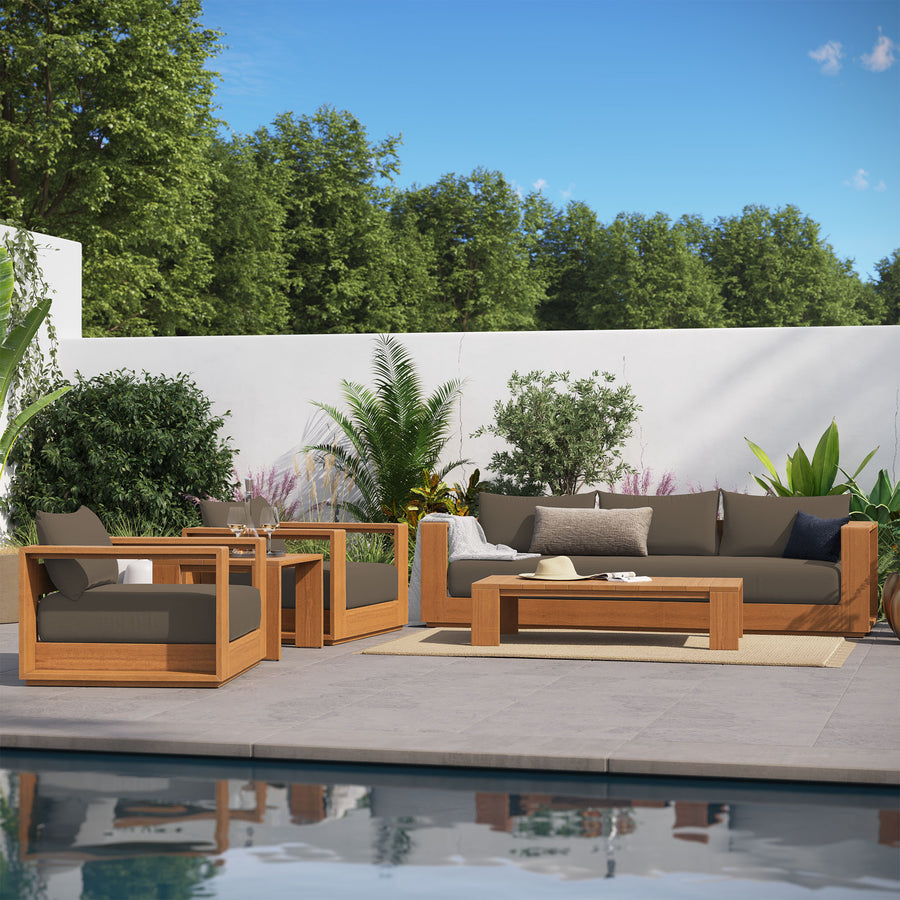 Aspen 5-Piece Outdoor Patio Acacia Wood Furniture Set in Natural Cocoa