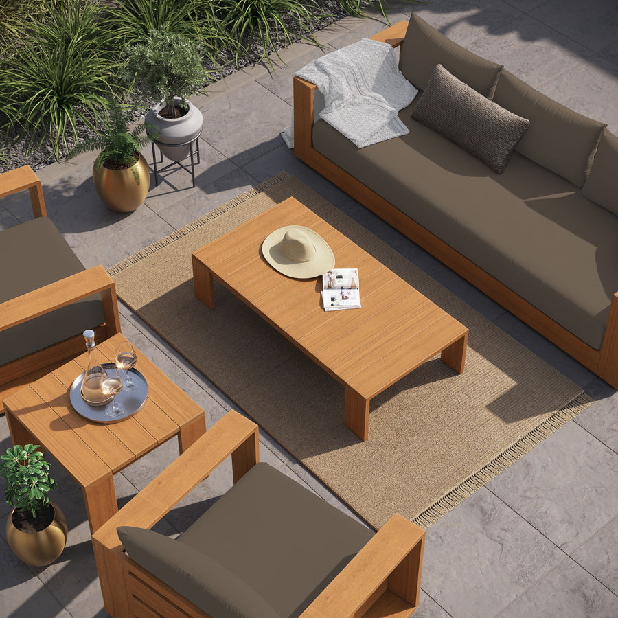 Tahoe 5-Piece Outdoor Patio Acacia Wood Furniture Set in Natural Cocoa