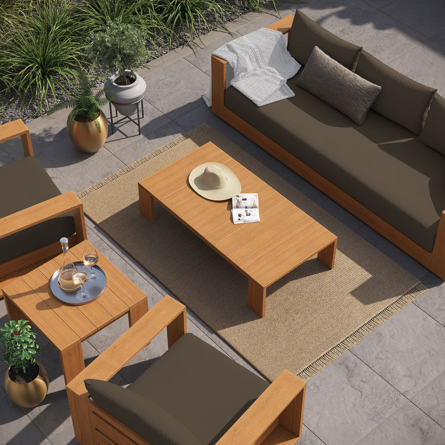 Tahoe 5-Piece Outdoor Patio Acacia Wood Furniture Set in Natural Cocoa
