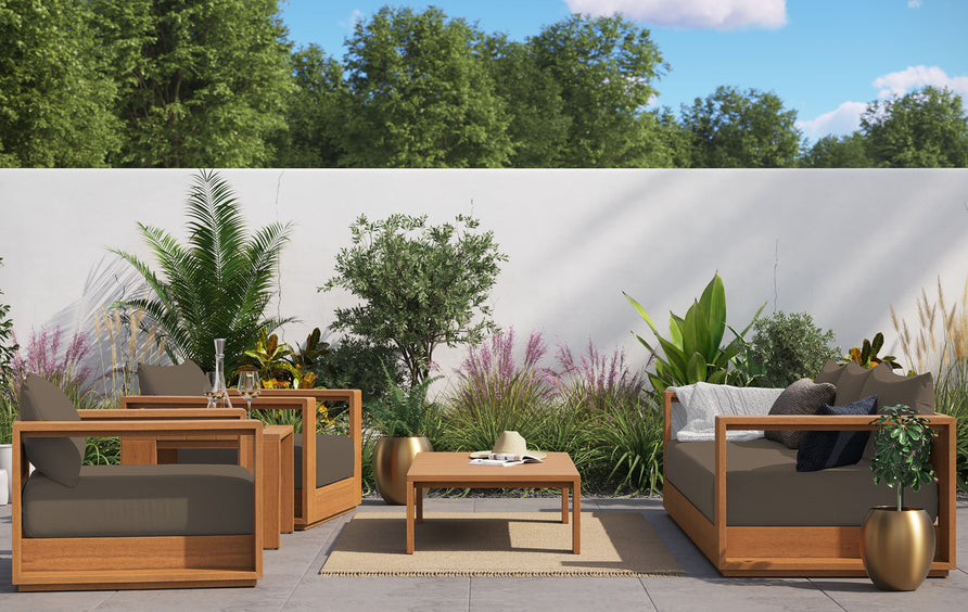 Aspen 5-Piece Outdoor Patio Acacia Wood Furniture Set in Natural Cocoa