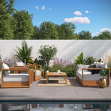 Aspen 5-Piece Outdoor Patio Acacia Wood Furniture Set in Natural Light Gray