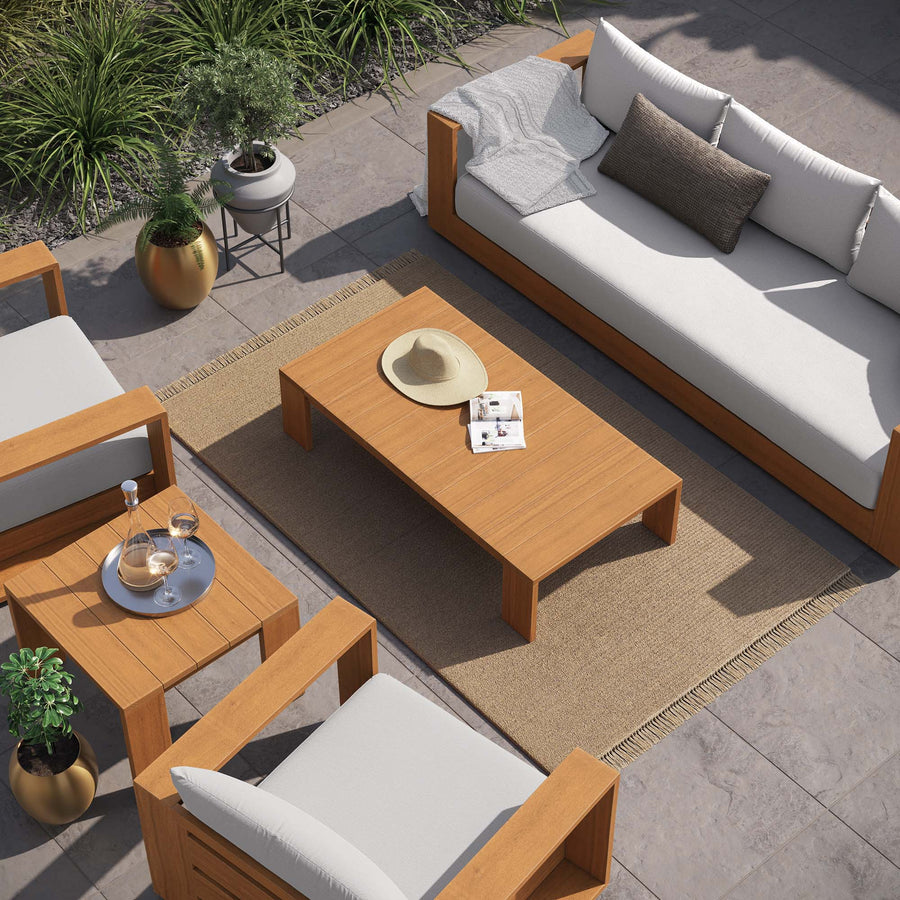 Aspen 5-Piece Outdoor Patio Acacia Wood Furniture Set in Natural Light Gray