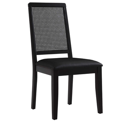 Arlo Vegan Leather Upholstered Faux Rattan and Wood Dining Side Chairs Set of 2 by Furniture For America