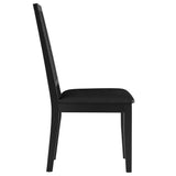 Poniente Vegan Leather Upholstered Faux Rattan and Wood Dining Side Chairs Set of 2 in Black Black