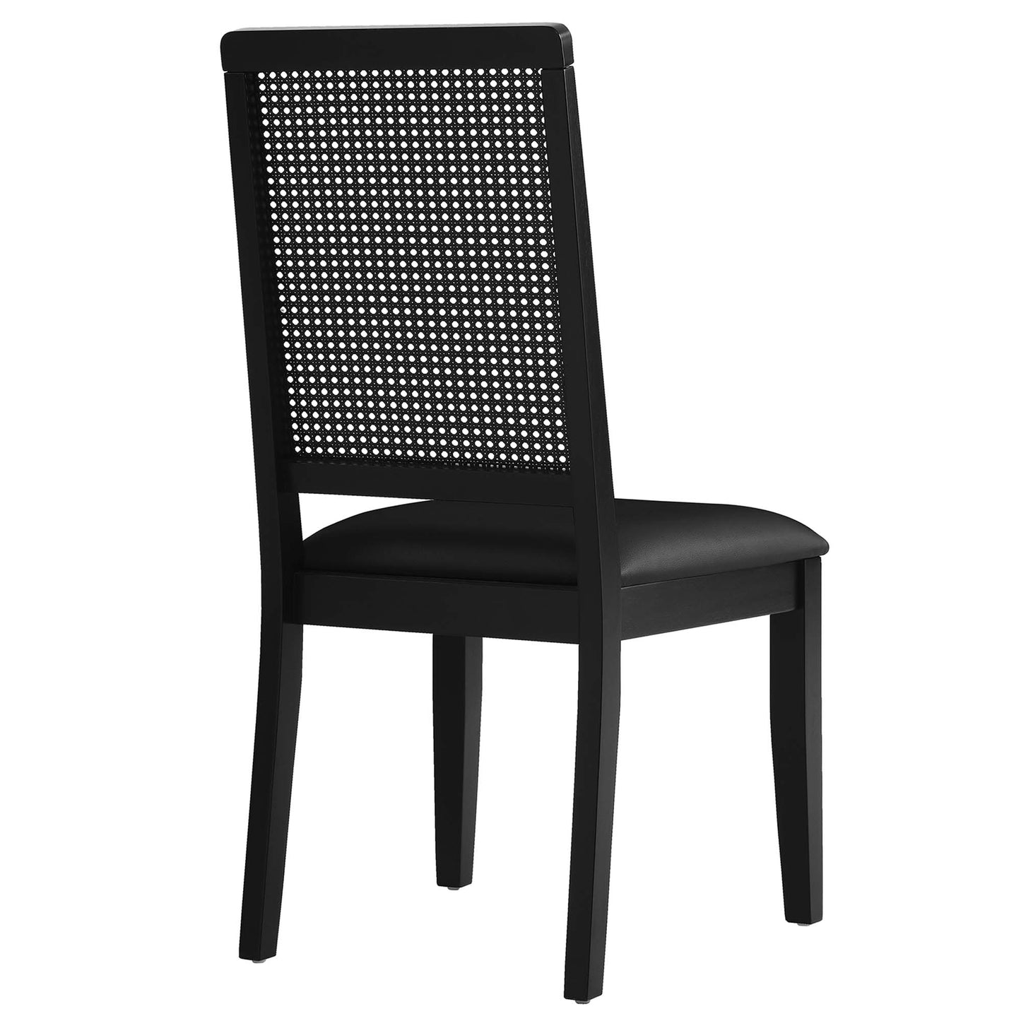Arlo Vegan Leather Upholstered Faux Rattan and Wood Dining Side Chairs Set of 2 by Furniture For America
