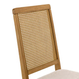 Poniente Faux Rattan and Wood Dining Side Chairs Set of 2 in Natural Natural Heathered Weave Light Beige