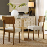 Voss Wood Dining Side Chairs Set of 2 in Acorn Heathered Weave Light Beige