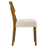 Voss Wood Dining Side Chairs Set of 2 in Acorn Heathered Weave Light Beige