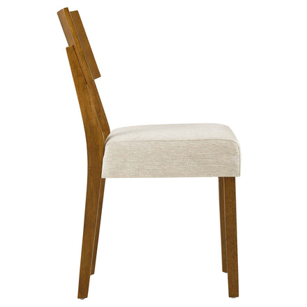 Pax Wood Dining Side Chairs Set of 2 in Acorn Heathered Weave Light Beige