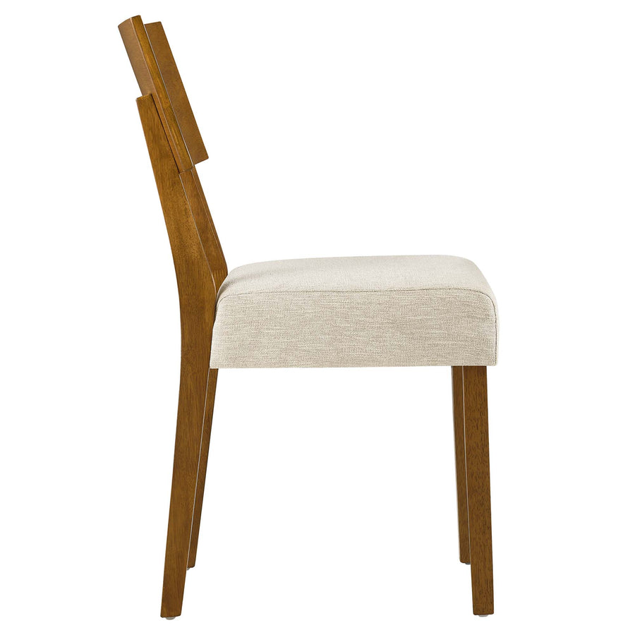 Voss Wood Dining Side Chairs Set of 2 in Acorn Heathered Weave Light Beige
