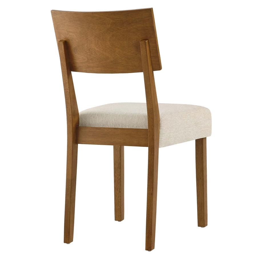 Voss Wood Dining Side Chairs Set of 2 in Acorn Heathered Weave Light Beige