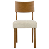 Voss Wood Dining Side Chairs Set of 2 in Acorn Heathered Weave Light Beige