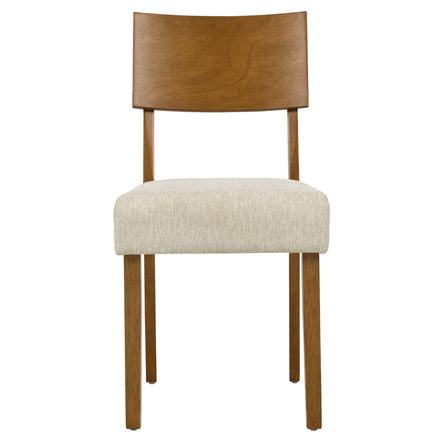 Pax Wood Dining Side Chairs Set of 2 in Acorn Heathered Weave Light Beige