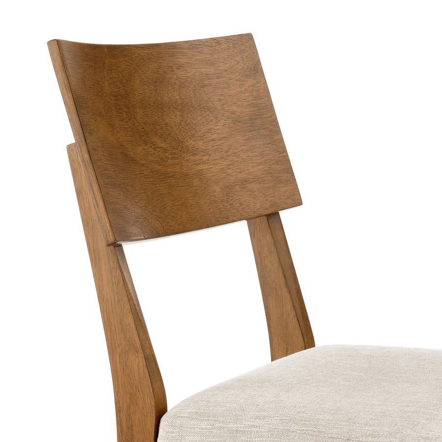 Voss Wood Dining Side Chairs Set of 2 in Acorn Heathered Weave Light Beige