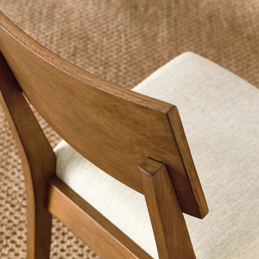Voss Wood Dining Side Chairs Set of 2 in Acorn Heathered Weave Light Beige