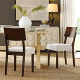 Voss Wood Dining Side Chairs Set of 2 in Walnut Heathered Weave Ivory