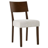 Voss Wood Dining Side Chairs Set of 2 in Walnut Heathered Weave Ivory