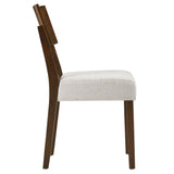 Voss Wood Dining Side Chairs Set of 2 in Walnut Heathered Weave Ivory