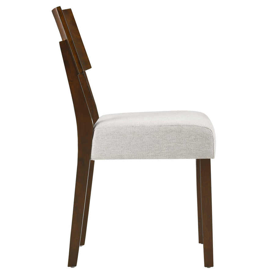 Voss Wood Dining Side Chairs Set of 2 in Walnut Heathered Weave Ivory