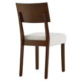 Voss Wood Dining Side Chairs Set of 2 in Walnut Heathered Weave Ivory