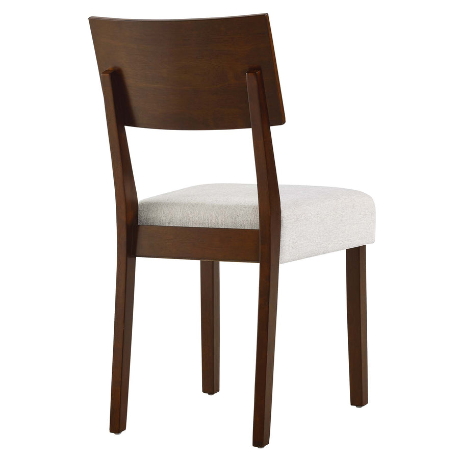 Voss Wood Dining Side Chairs Set of 2 in Walnut Heathered Weave Ivory