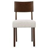 Voss Wood Dining Side Chairs Set of 2 in Walnut Heathered Weave Ivory