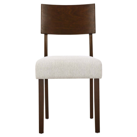 Pax Wood Dining Side Chairs Set of 2 in Walnut Heathered Weave Ivory