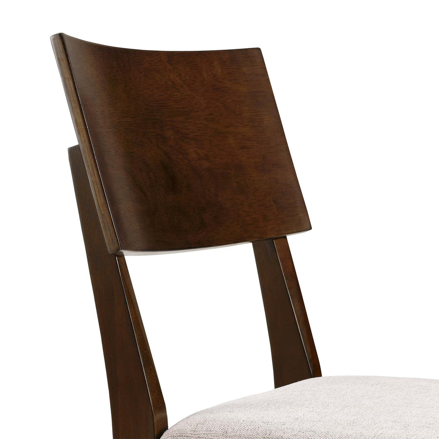 Voss Wood Dining Side Chairs Set of 2 in Walnut Heathered Weave Ivory