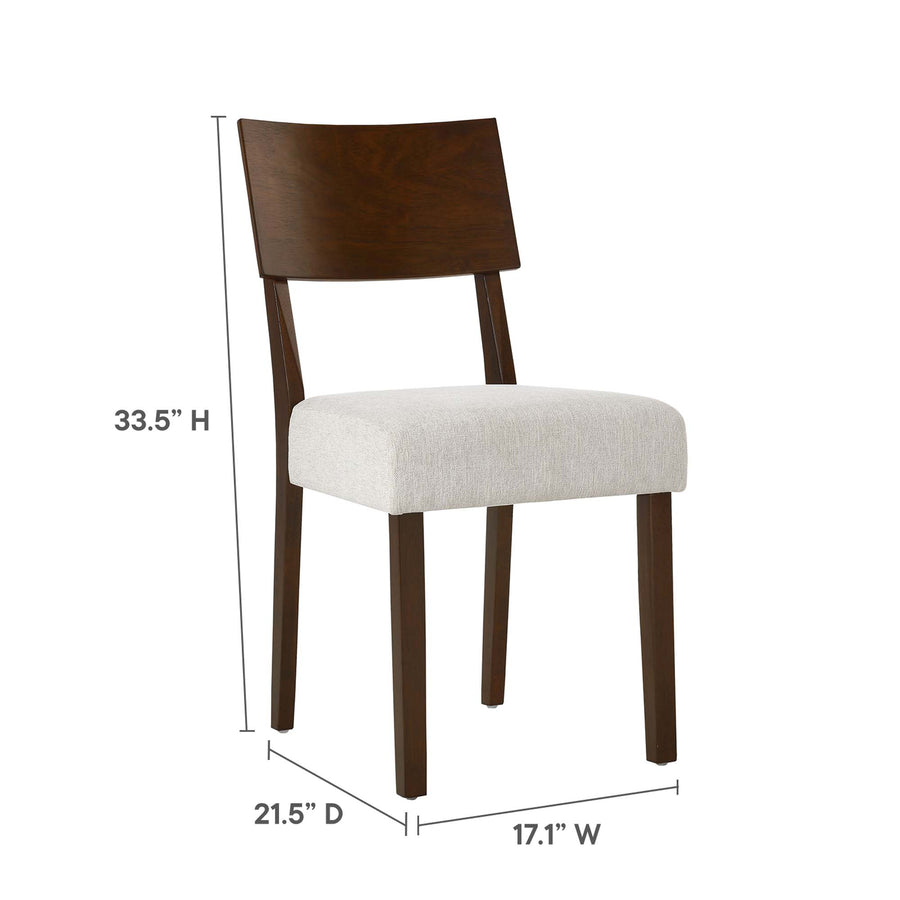 Voss Wood Dining Side Chairs Set of 2 in Walnut Heathered Weave Ivory