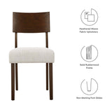 Voss Wood Dining Side Chairs Set of 2 in Walnut Heathered Weave Ivory