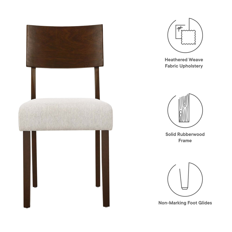 Voss Wood Dining Side Chairs Set of 2 in Walnut Heathered Weave Ivory