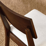 Voss Wood Dining Side Chairs Set of 2 in Walnut Heathered Weave Ivory