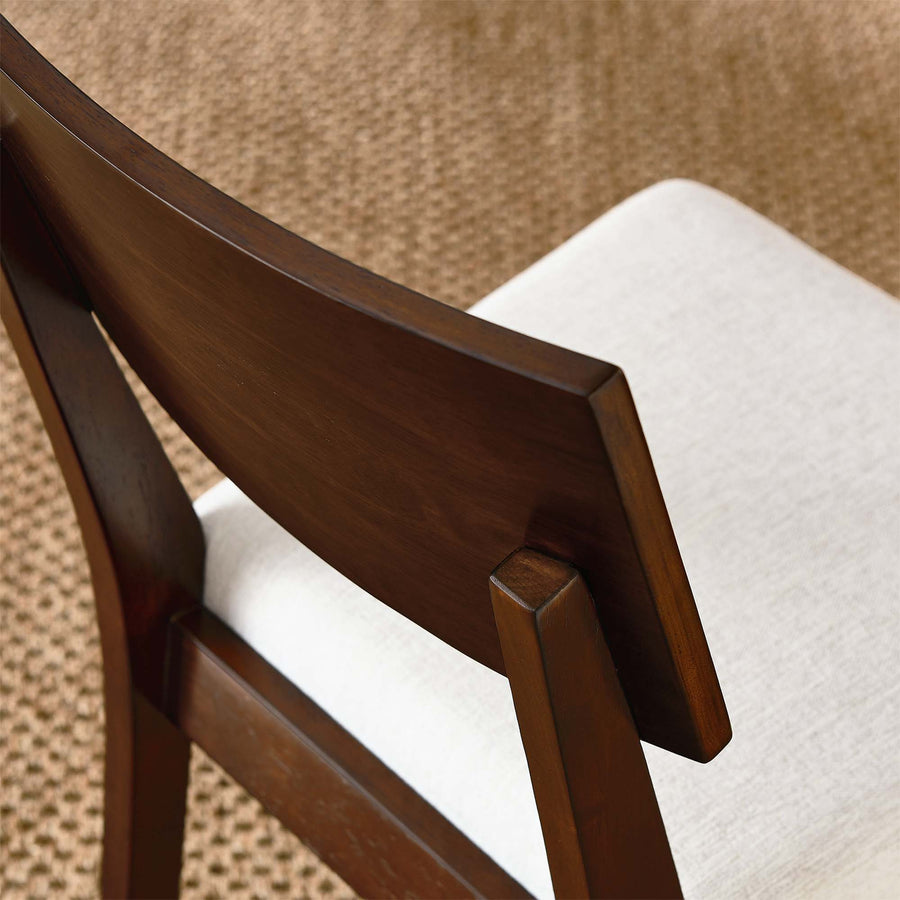 Voss Wood Dining Side Chairs Set of 2 in Walnut Heathered Weave Ivory