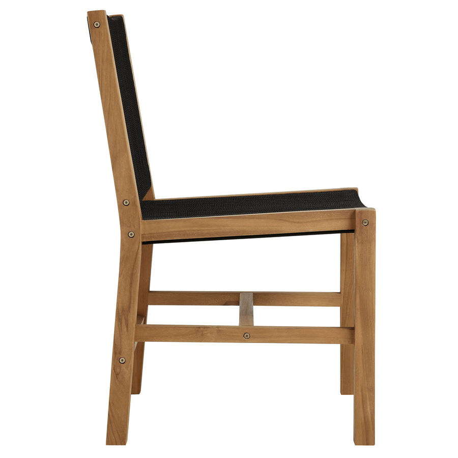 Nova 5-Piece Outdoor Patio Teak and Rope Dining Set with Armless Chairs in Natural Black