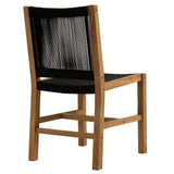 Nova Outdoor Patio Teak and Rope Armless Dining Chairs Set of 2 in Natural Black