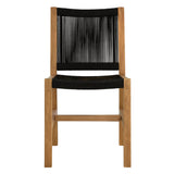 Nova Outdoor Patio Teak and Rope Armless Dining Chairs Set of 2 in Natural Black