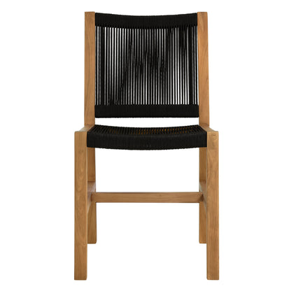 Vienna Outdoor Patio Teak and Rope Armless Dining Chairs Set of 2 by Furniture For America