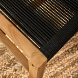 Nova Outdoor Patio Teak and Rope Armless Dining Chairs Set of 2 in Natural Black