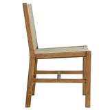 Nova Outdoor Patio Teak and Rope Armless Dining Chairs Set of 2 in Natural Natural
