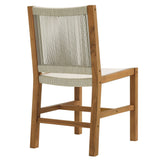 Nova Outdoor Patio Teak and Rope Armless Dining Chairs Set of 2 in Natural Natural