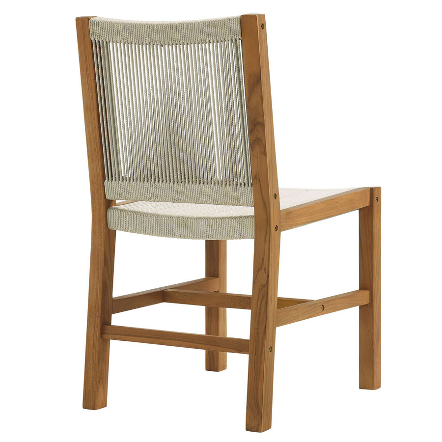 Nova Outdoor Patio Teak and Rope Armless Dining Chairs Set of 2 in Natural Natural