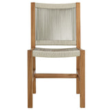 Nova Outdoor Patio Teak and Rope Armless Dining Chairs Set of 2 in Natural Natural