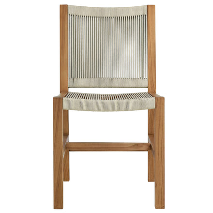 Vienna Outdoor Patio Teak and Rope Armless Dining Chairs Set of 2 in Natural Natural