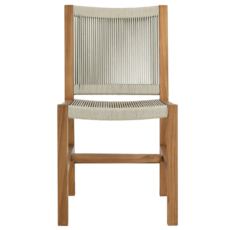 Nova Outdoor Patio Teak and Rope Armless Dining Chairs Set of 2 in Natural Natural