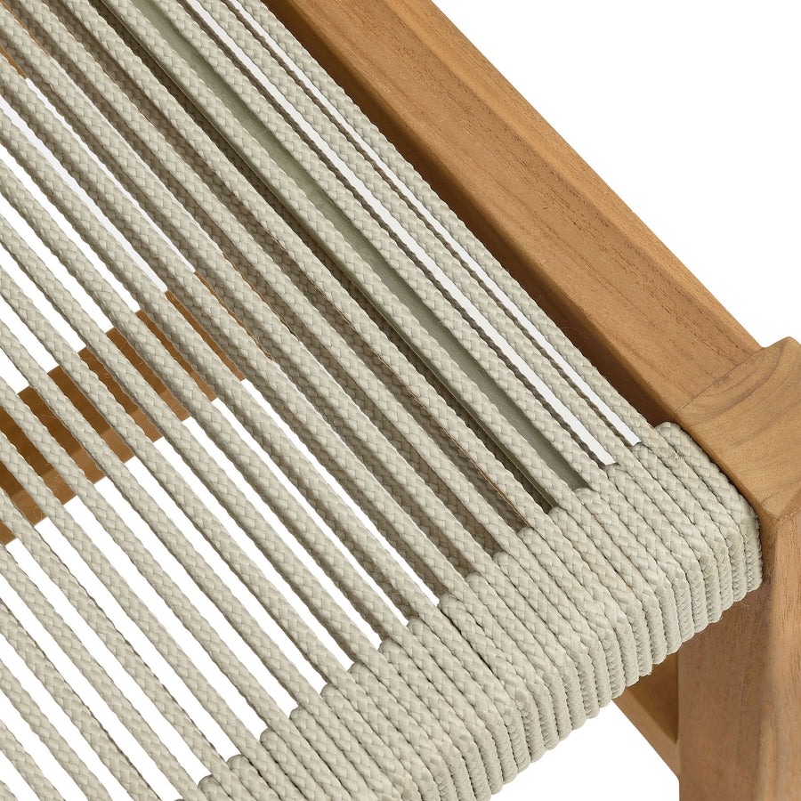 Nova Outdoor Patio Teak and Rope Armless Dining Chairs Set of 2 in Natural Natural