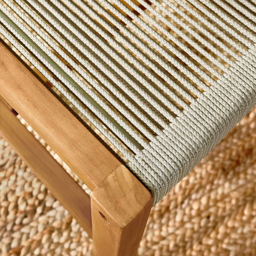 Nova Outdoor Patio Teak and Rope Armless Dining Chairs Set of 2 in Natural Natural