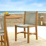 Nova Outdoor Patio Teak and Rope Armless Dining Chairs Set of 2 in Natural Natural