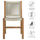 Nova Outdoor Patio Teak and Rope Armless Dining Chairs Set of 2 in Natural Natural