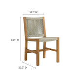Nova Outdoor Patio Teak and Rope Armless Dining Chairs Set of 2 in Natural Natural