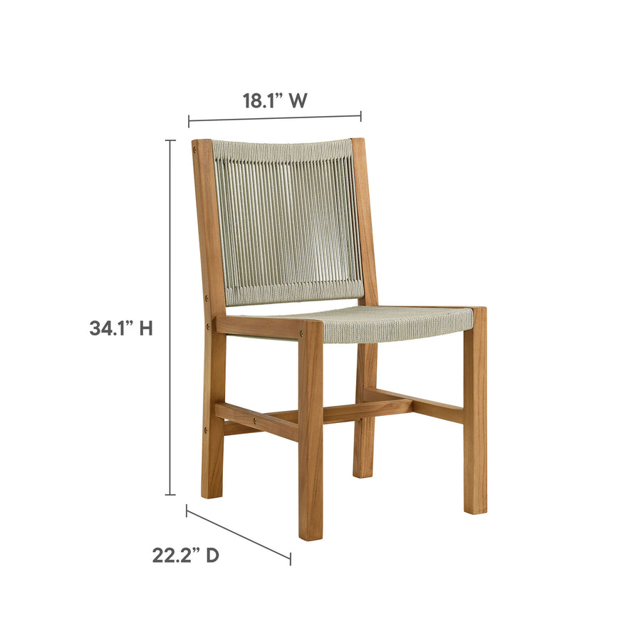 Nova Outdoor Patio Teak and Rope Armless Dining Chairs Set of 2 in Natural Natural